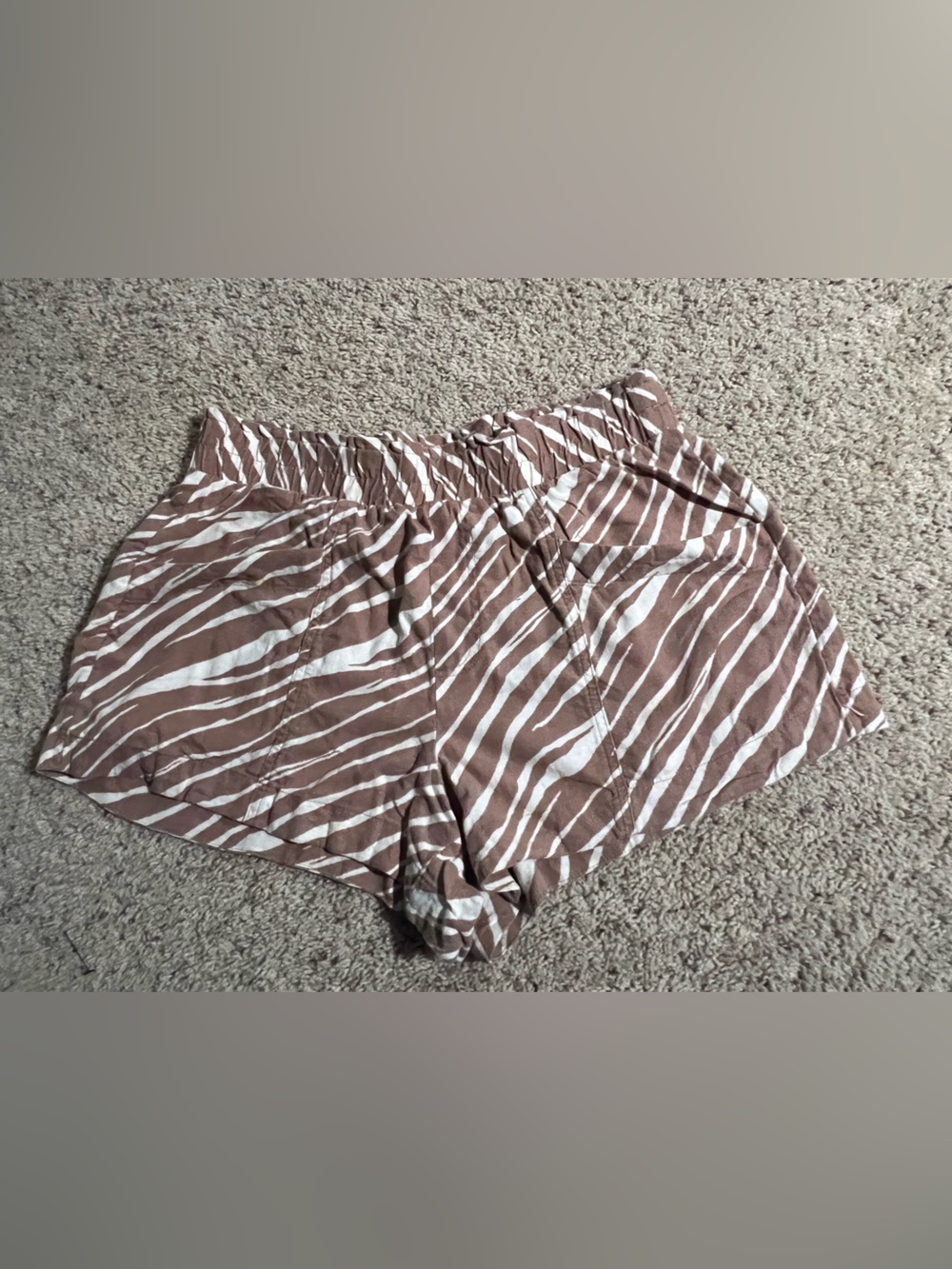a new day brown and White Striped Elastic Waist Shorts